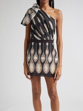 NWT JOHANNA ORTIZ celestial matter one shoulder lace trim mini dress 10